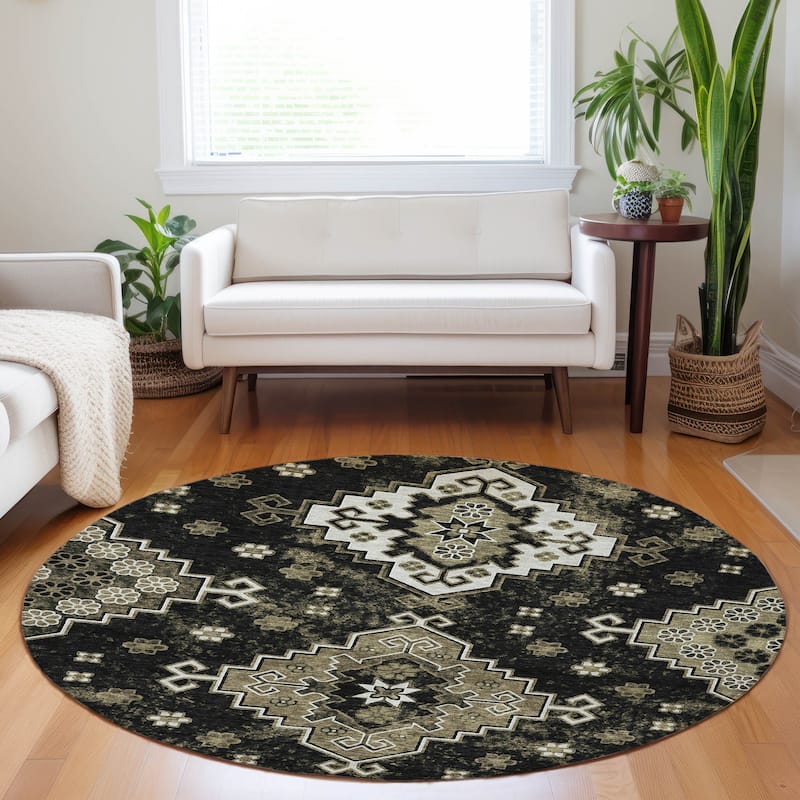 Machine Washable Indoor/ Outdoor Chantille Boho Tribal Rug
