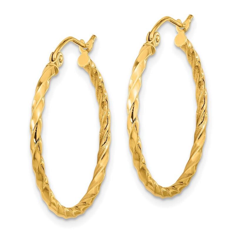Curata 10k Yellow Gold 2x26.65mm Twist Polished Hoop Earrings