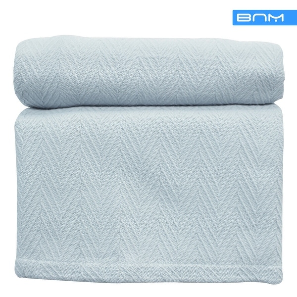 All Season Cotton Chevron Weave Blanket King Light Blue On Sale