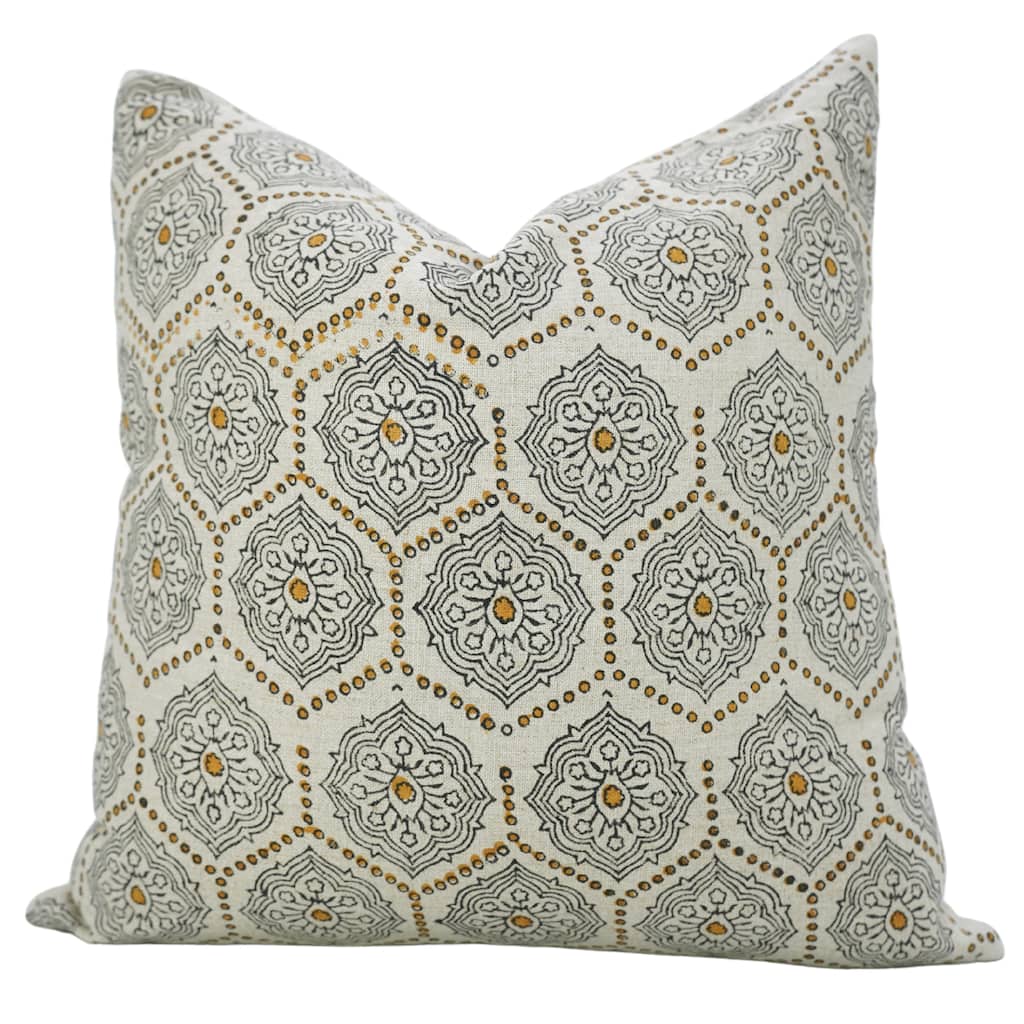 Fabdivine 24x24 Inch Fall Décor Floral Cushion Cover for Sofa, Couch Throw Home Decorative Linen Square Pillowcase, Charkha