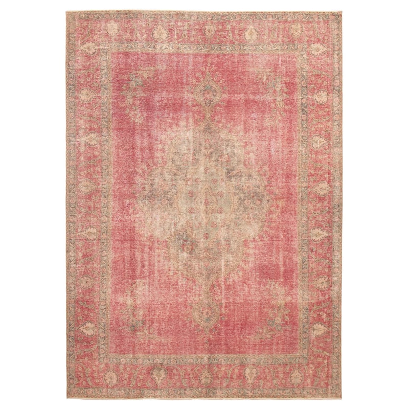 ECARPETGALLERY Hand-knotted Antalya Vintage Dark Pink Wool Rug - 9'6 x 13'1 - Dark Pink - 9'6 x 13'1