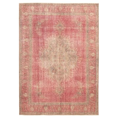ECARPETGALLERY Hand-knotted Antalya Vintage Dark Pink Wool Rug - 9'6 x 13'1