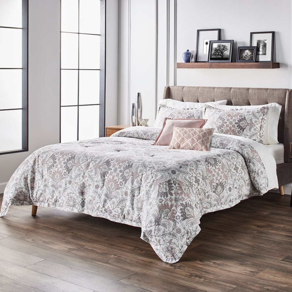 Anne Klein Callista Floral Damask 5-Piece Comforter Set
