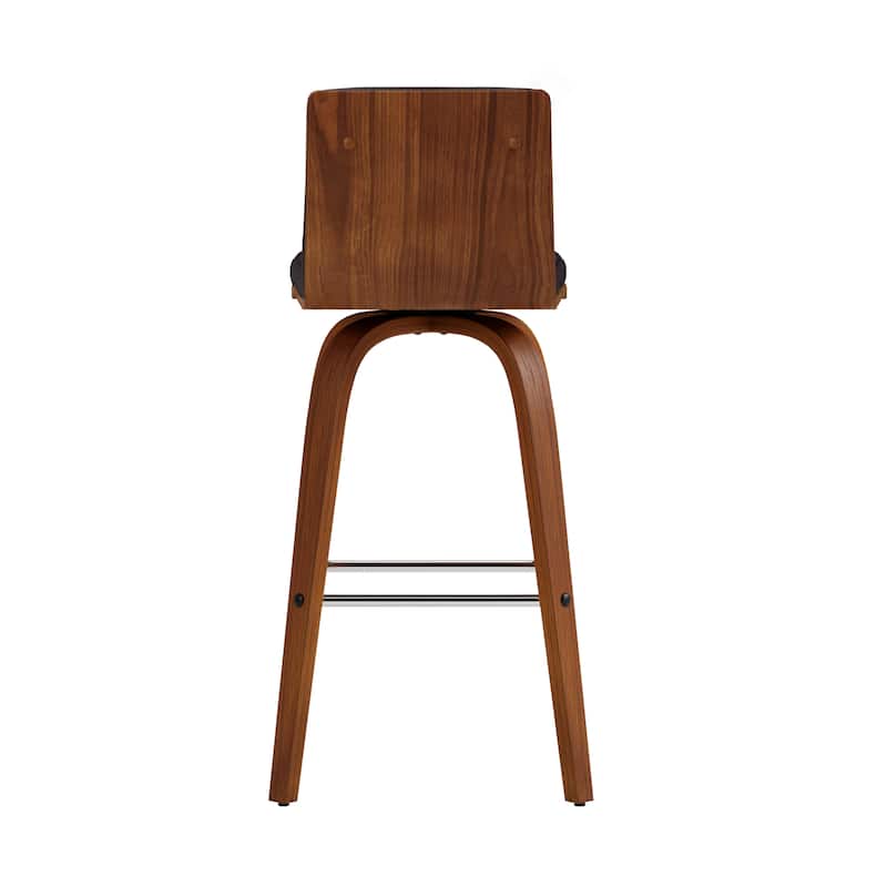 Skara Mid-Century Swivel Counter Stool, Upholstered Counter Height Chair with Bentwood Legs