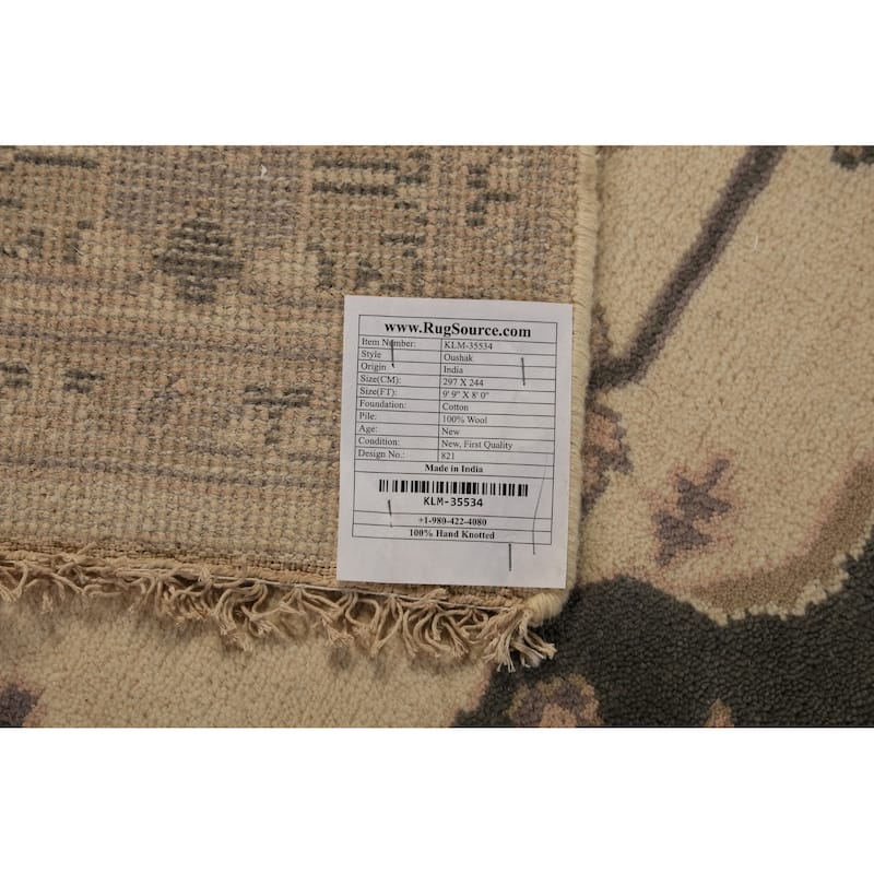 Earth Tone Oushak Indian Rug Hand-Knotted Wool Carpet - 8'0"x 9'9"