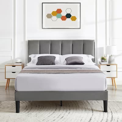 Javlergo Full/Queen Size Tufted Upholstered Bed Frame with Adjustable Height Headboard