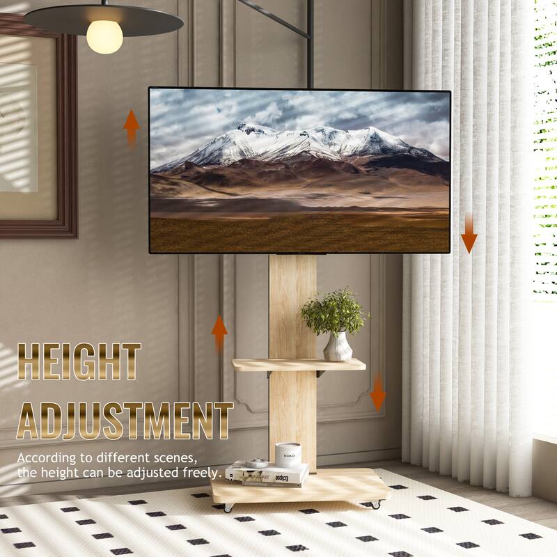 TV Stand Mobile TV Cart with Shelf
