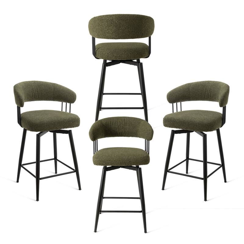 Glitzhome Set of 2 or 4 Modern Fabric/ PU Swivel Counter or Bar Stool with Metal Legs