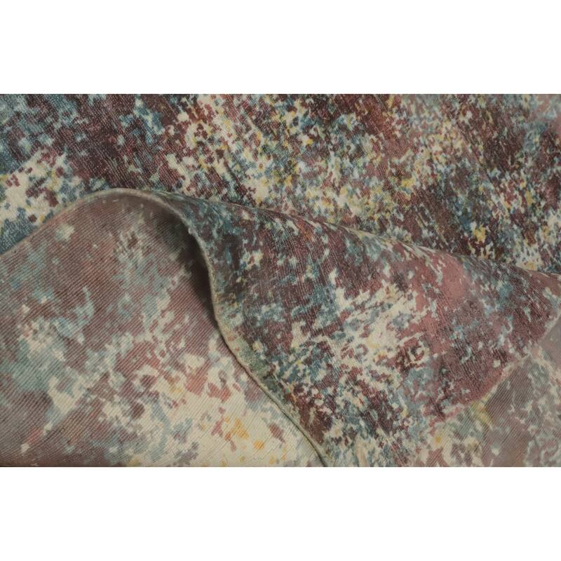 Hand-knotted Modern Silk Multi-Colored Abstract Oriental Area Rug - 7' 10'' X 4' 10''