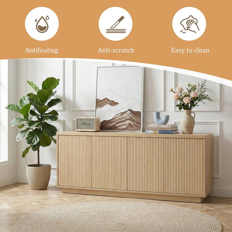 Mid-Century Modern 4-Door Storage Sideboard Cabinet