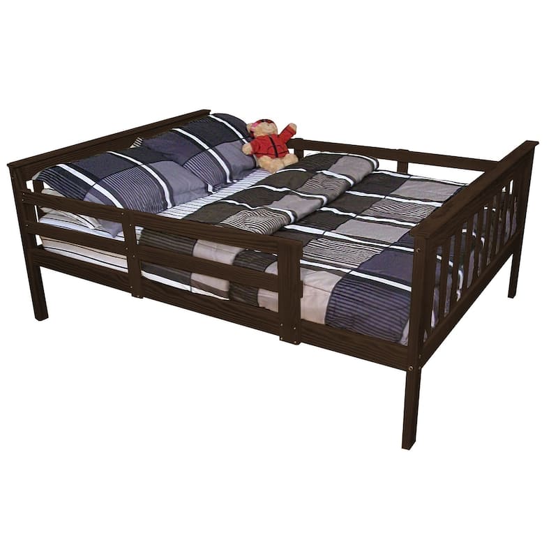 Pine Full Mission Bed with Safety Rails - Rich Tobacco Stain