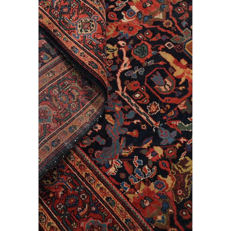 Hand Knotted Oriental 100% Wool Carpet Traditional Floral Navy Blue & Blues Sarouk Area Rug - 6' 10'' X 4' 5''