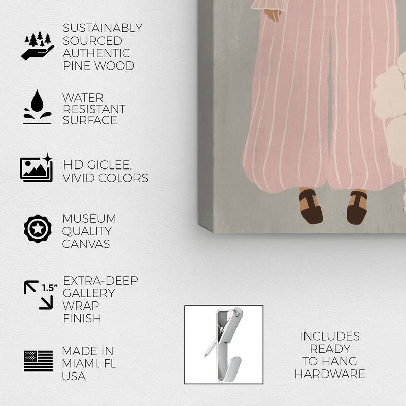 Wynwood Studio Canvas Fashion and Glam Fluff and Stripes Pink and Light Pink Modern & Contemporary Wall Art Canvas Print