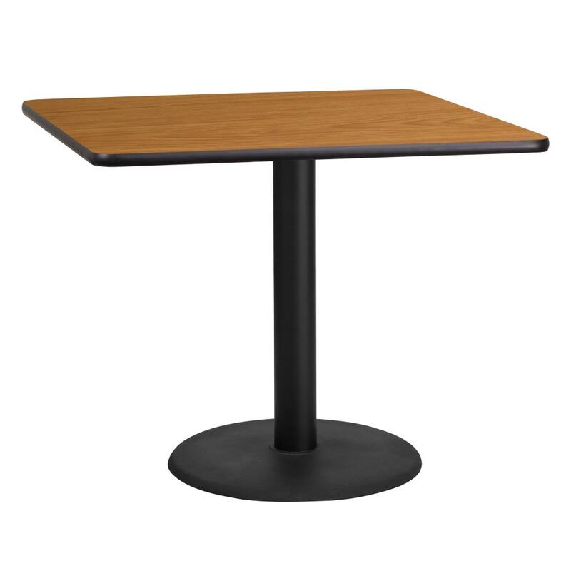 36'' Square Laminate Table Top with 24'' Round Table Height Base - 36"W x 36"D x 31.125"H - 36"W x 36"D x 31.125"H - Natural Finish