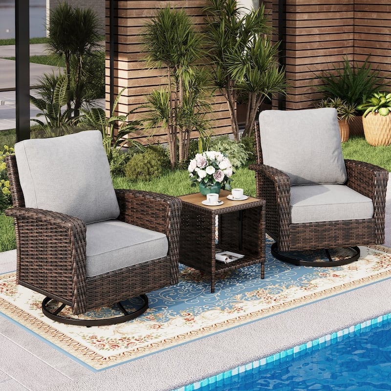 MAISON ARTS 7-Piece Extra-Large Patio Wicker Sofa Conversation Set with Table, Oversize Seat with 5.5'' Thick Padded Cushion - 2 Seats + 17'' Rattan Table - Grey