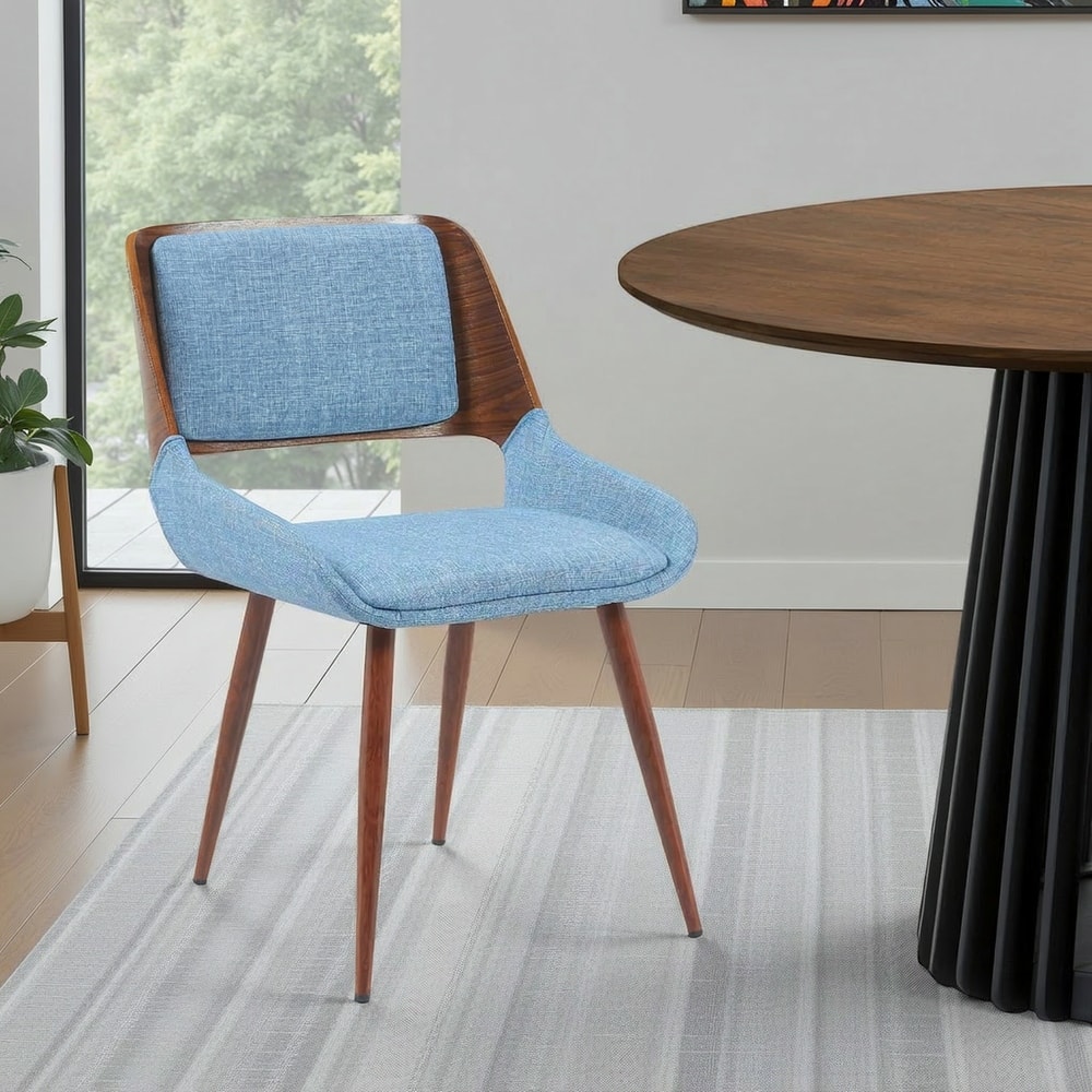 Mid-Century Modern Walnut Wood Upholstered Dining Chair