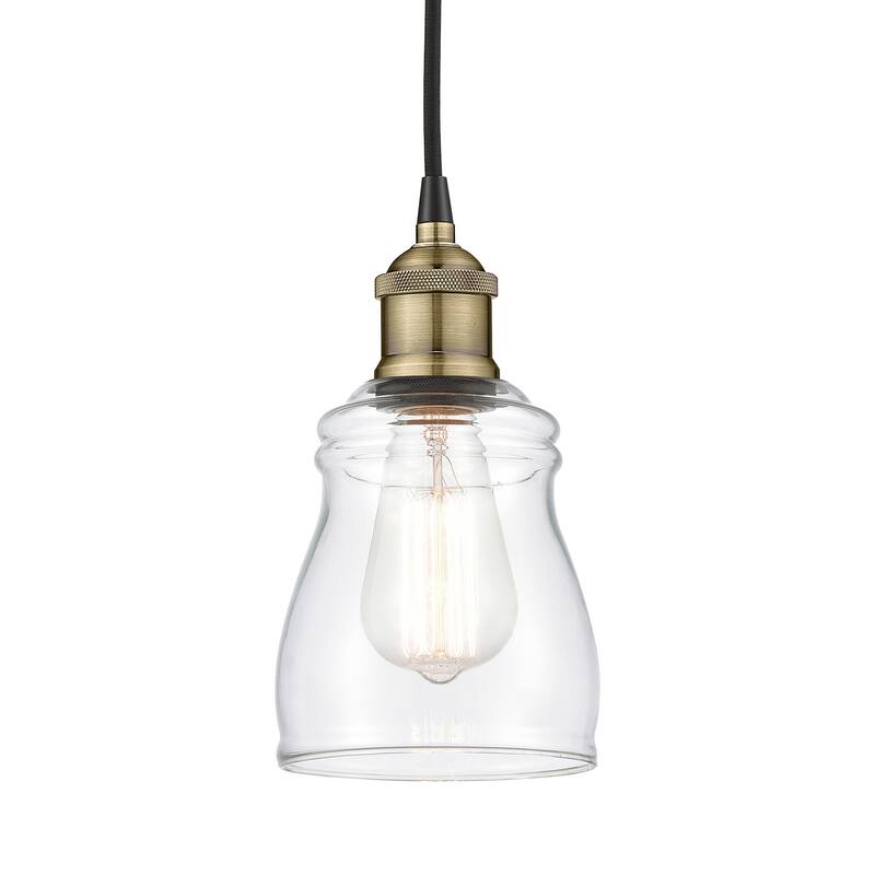 Innovations Lighting 616-1P-10-5 Ellery Pendant Ellery 5" Wide Mini - Black Antique Brass / Clear