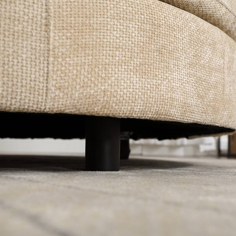 Modern Sofa Chair Round Accent Barrel Chair With 5 Pillows and Storage Ottoman