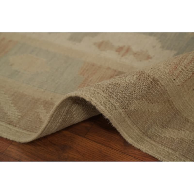 Hand Woven Oriental 100% Wool Carpet Southwestern Tribal Greys & Charcoal Kilim Area Rug - 7' 10'' X 5' 1''