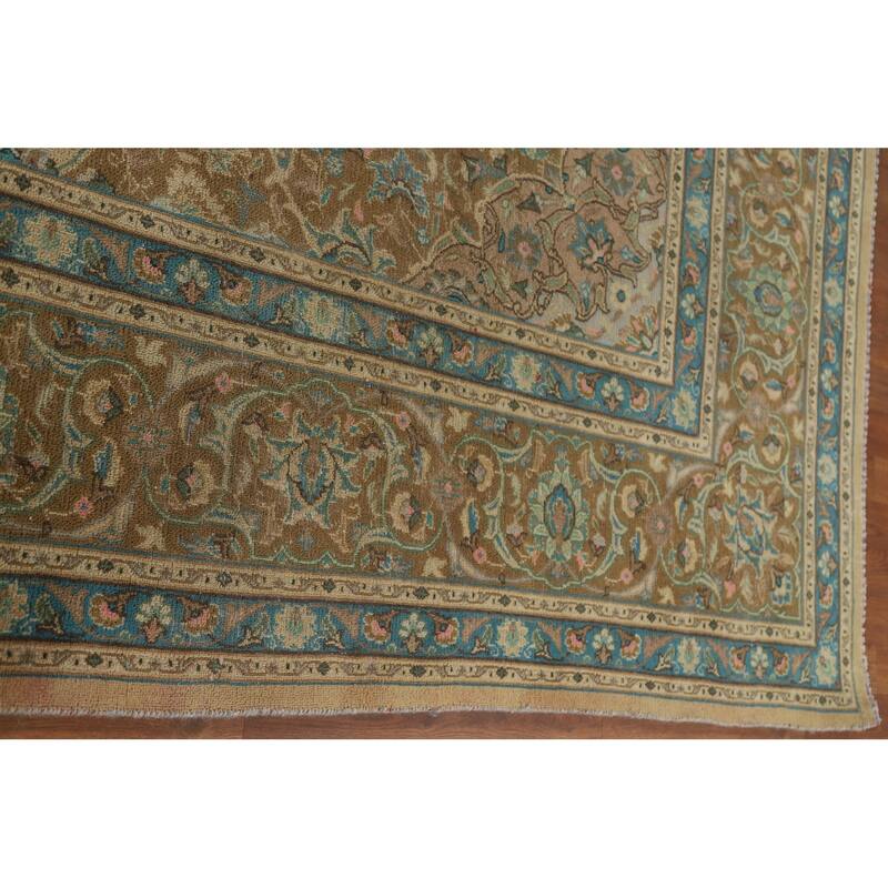 Floral Mashad Persian Antique Area Rug Hand-knotted Wool Carpet - 9'8" x 12'11"