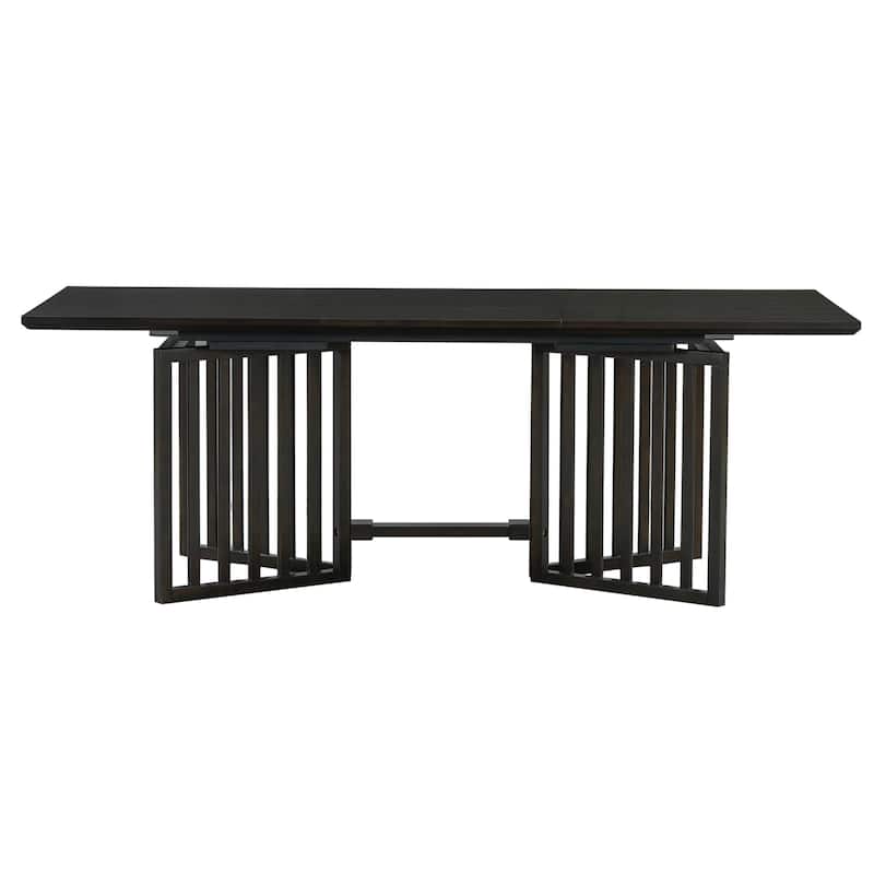 Farmhouse 9-Piece Dining Table with 2×12" Removable Leaves & 8 Dining Chairs