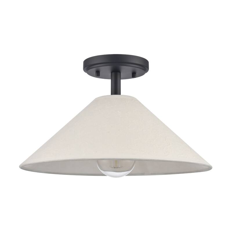 Elk Home Rydell Black With White Parchment Shade 1 Light Semi Flush