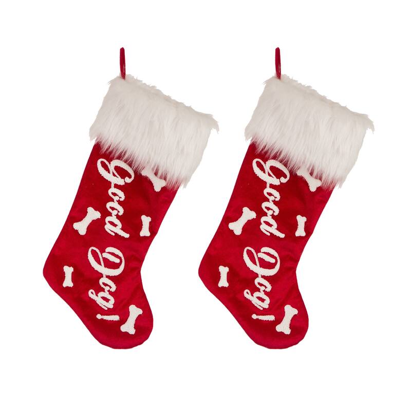 Glitzhome 21"L Plush Christmas Stockings