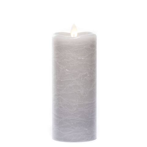 7" Gray Frosted Rustic LED Pillar Candle