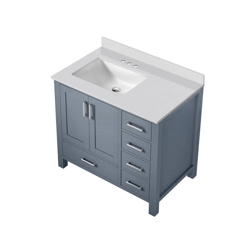 Jacques 36 in. Left Offset Dark Grey Bath Vanity & White Quartz Top