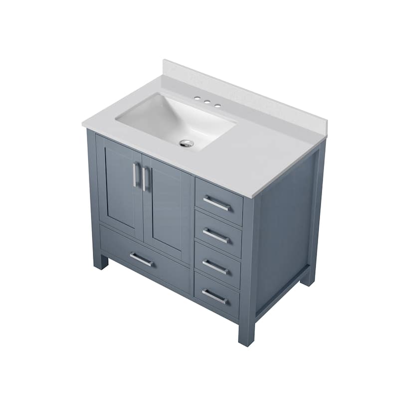 Jacques 36 in. W x 22 in. D Left Offset White Bath Vanity and Cultured Marble Top