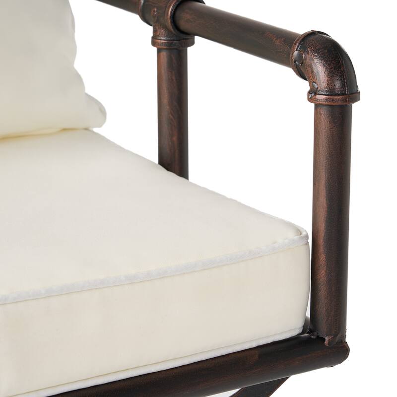 Outdoor Patio Swivel Barstool Adjustable Stool Height with Upholstered and Arm Barstool, Metal Frame Bar Chair