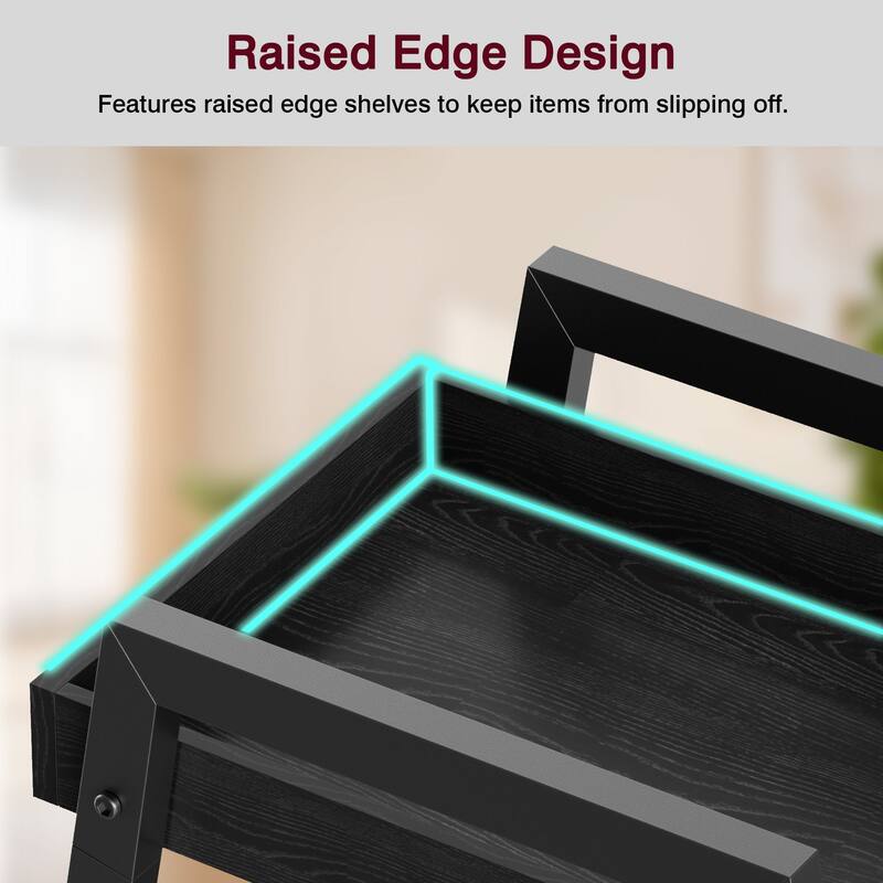 VECELO Modern 4-Tier Corner Ladder Bookshelf Metal & Waterproof MDF Shelves for Living Room Kitchen & Bathroom Corner Bookcase