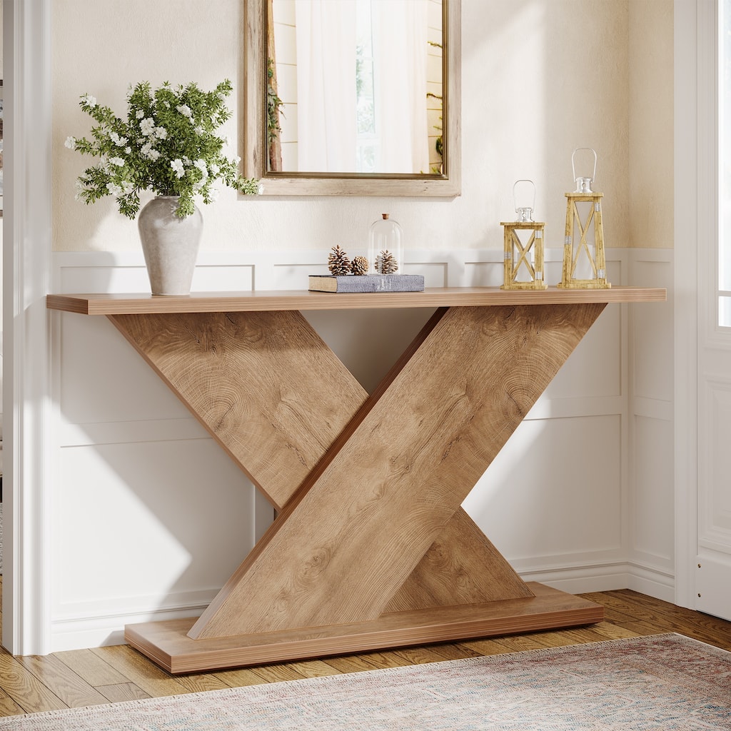 Rustic Entryway Table, Farmhouse Console Table for Living Room, Vintage Brown