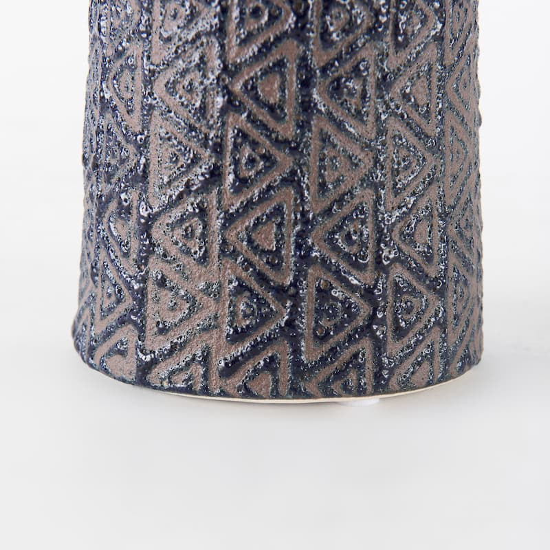 Sefina II Medium Brown/Black Patterned Ceramic Vase - 4.5"W x 4.5"D x 7.5"H