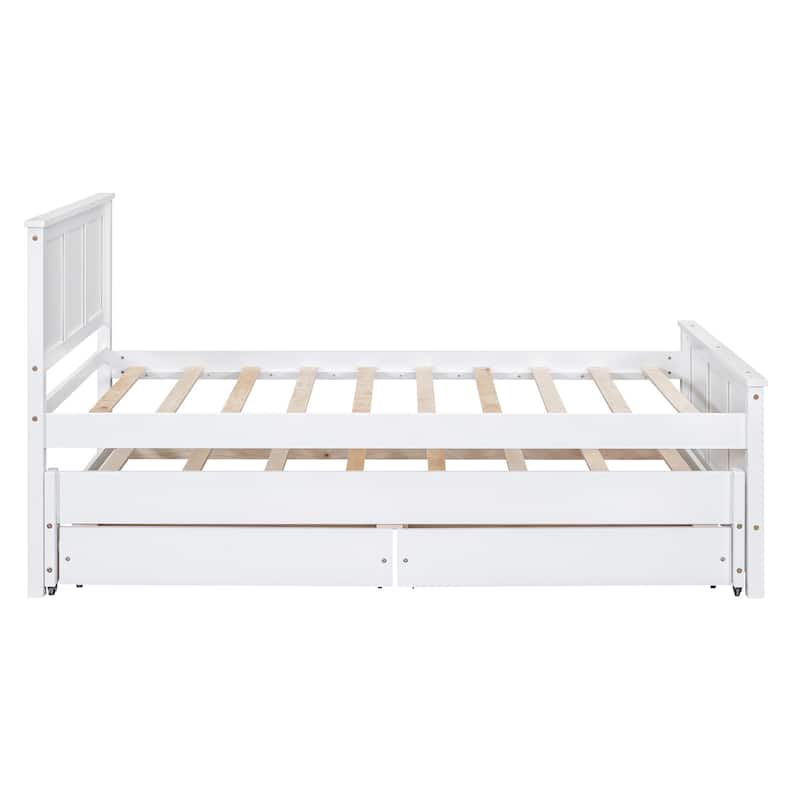 Twin Pine Platform Bed with Trundle and Drawers