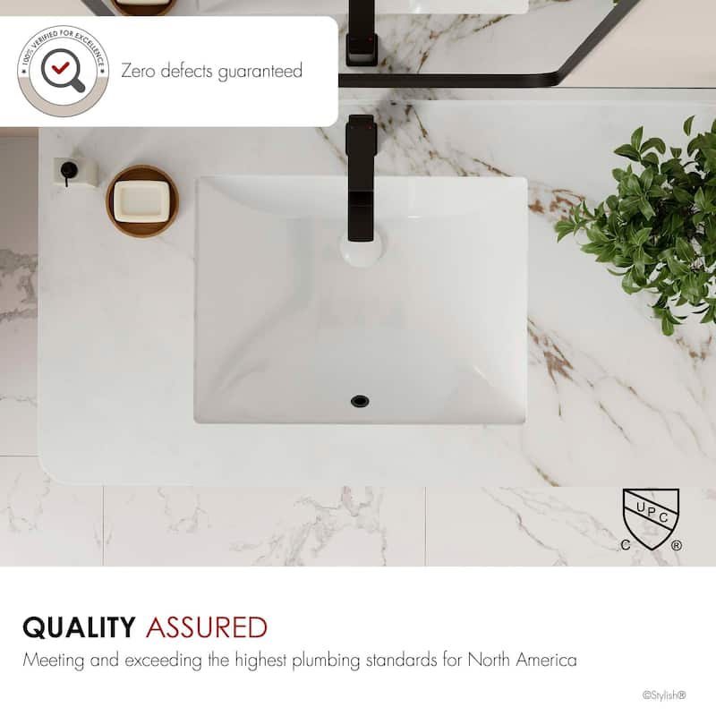 STYLISH 20.75" W x 15.5" D White Rectangular Undermount Bathroom Sink Set of 2
