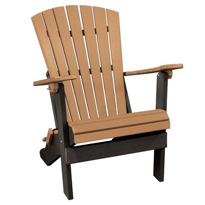 OS Home and Office Model Fan Back Folding Adirondack Chair in Cedar with a Black Base