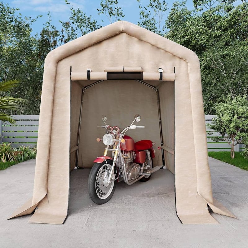6x6 FT Portable Outdoor Storage Shed, Carport for Motorcycle, Firewood, Garden and Tools - 6X6 Ft