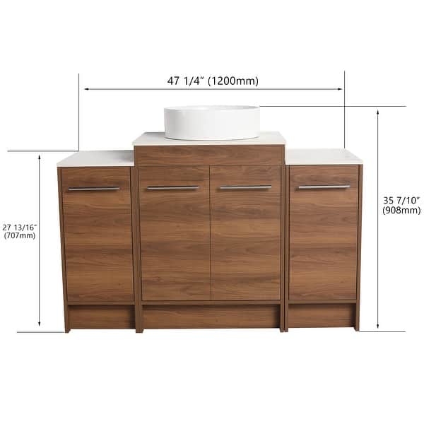 dimension image slide 16 of 17, BNK 24/36/48/60 Inch Bathroom Vanity with Sink, Freestanding Bathroom Vanity with Soft Close Doors and Adjustable Shelf