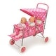 preview thumbnail 5 of 4, Badger Basket Folding Triple Doll Stroller - Pink/Polka Dots