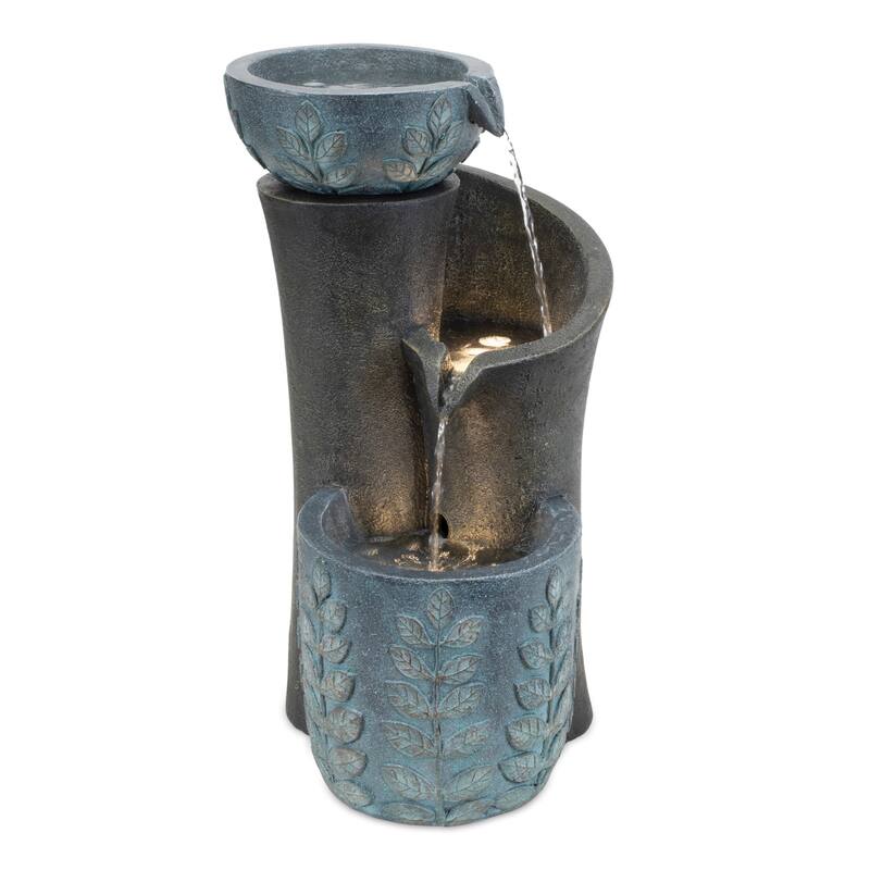Cascading Leaf Bowl Outdoor Garden Fountain - 19.5"