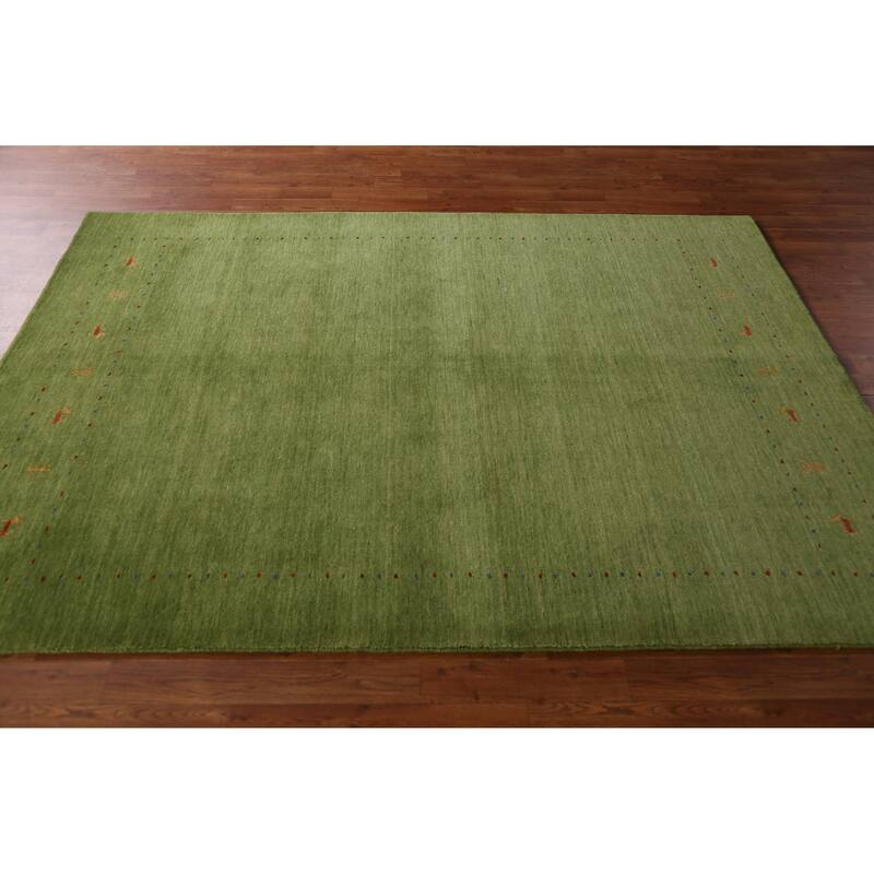 Hand Knotted Oriental 100% Wool Carpet Tribal Animal Pictorial Green Gabbeh Area Rug - 7' 8'' X 5' 4''