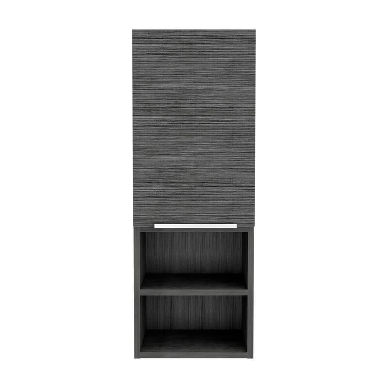 Hazelton Medicine Cabinet with Open and Interior Shelves, Light Gray Finish, 32.1" H x 11.8" W x 9.96" D