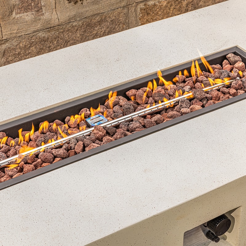COSIEST Outdoor Rectangle Concrete Fire Pit Table (50,000 BTU)