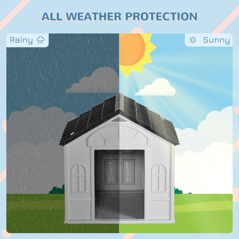Dog House Water Resistant Dog Shelter Dog Kennel with Door and Window Decor for Medium and Small Dogs