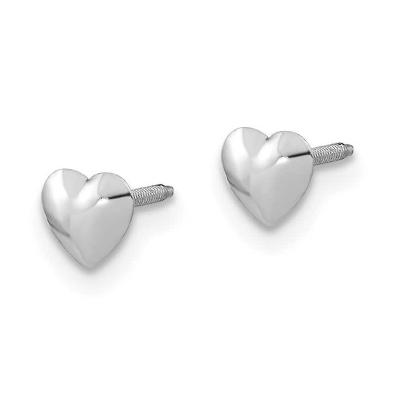 Curata 14k White Gold 5mm Polished Heart Screw back Post Earrings