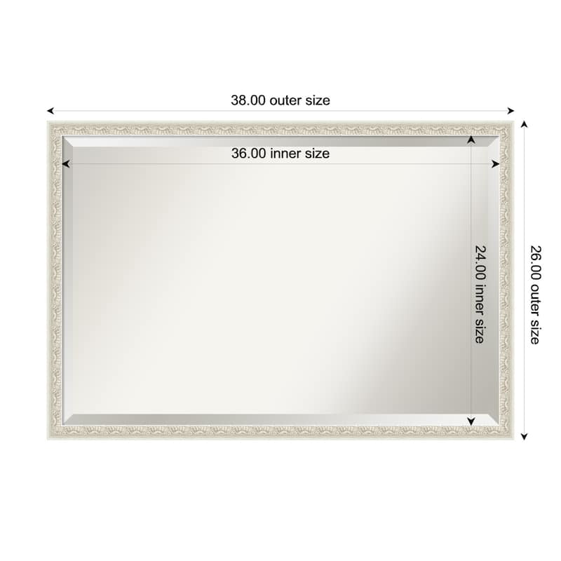 Bethany Beveled Wood Framed Wall Mirror - 38 x 26 in - Bethany Silver