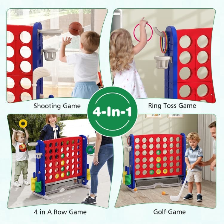 PE PP PVC 4-in-1 Jumbo Game Set with Adjustable Height and Cup Holders - 40.5" x 15.5" x 32.5"-38.5"