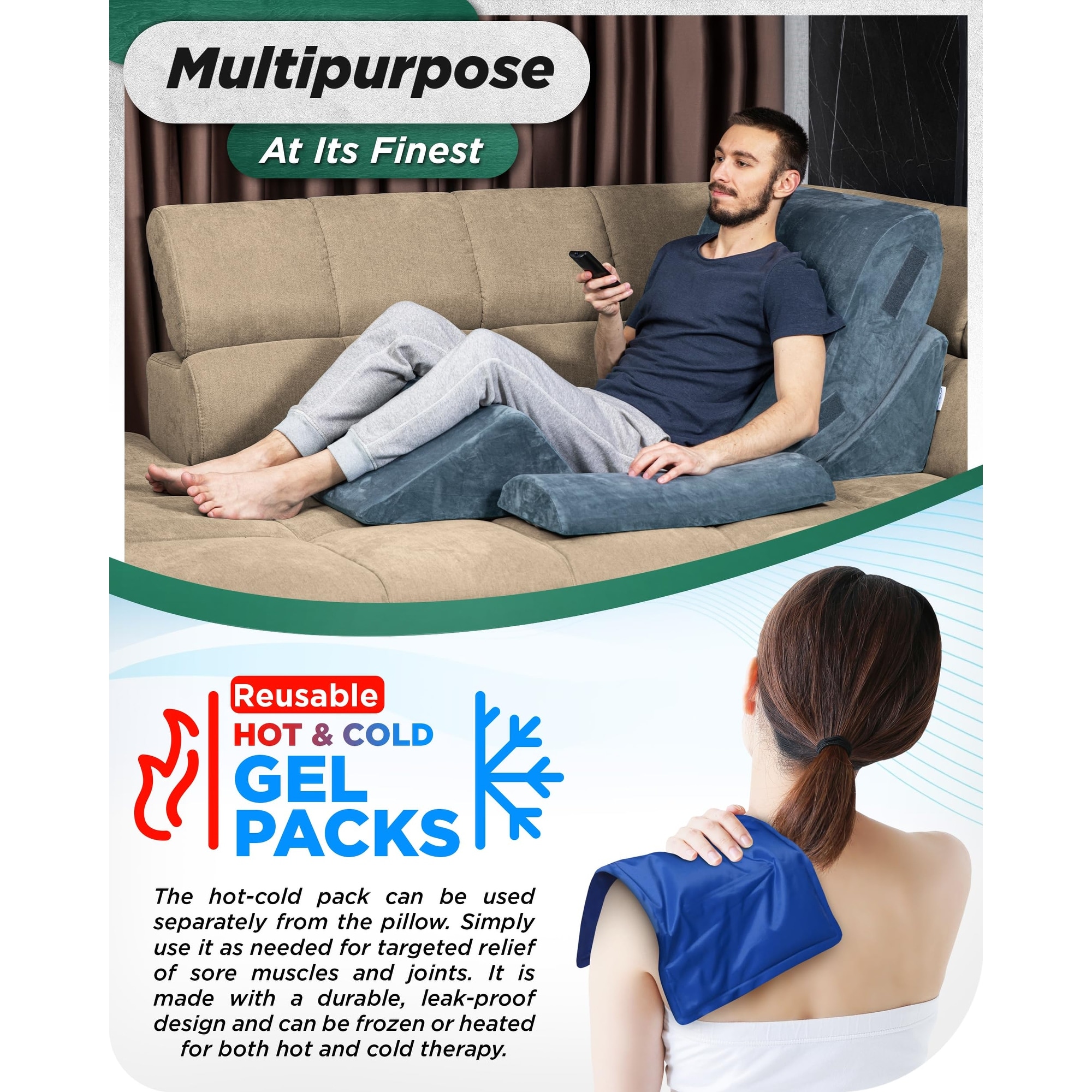 Orthopedic Bed Wedge Pillow Set Post Surgery Memory Foam for Back Neck and Leg Pain Relief Sitting Pillow Adjustable Pillows On Sale Bed Bath Beyond 40040702