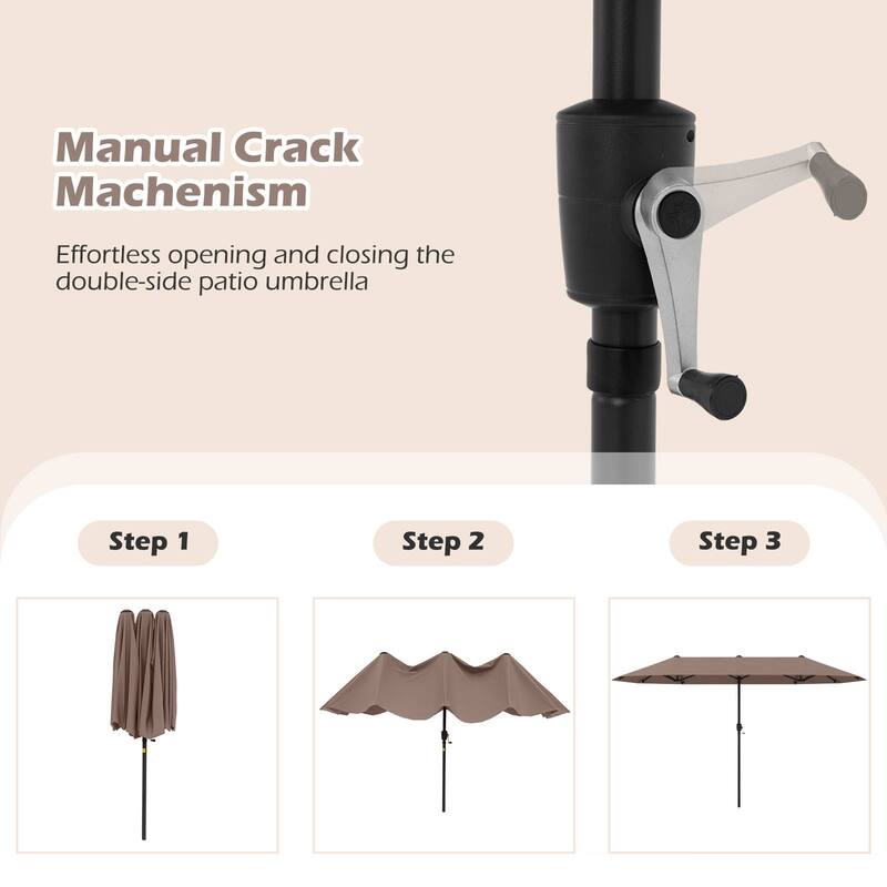 Gymax 13 FT Double-sided Patio Umbrella Outdoor Large Twin Size